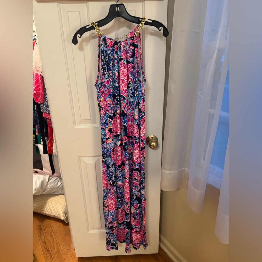 NWT Lilly Pulitzer Bingham Midi Dress in High Tide in Turtle Amazement